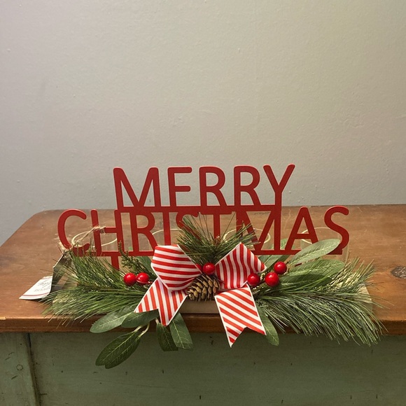 NWT- Red Metal MERRY CHRISTMAS- 4 Tier Wooden Glass LED Candle Holder Decoration - Picture 7 of 17